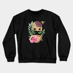 Save the Bees - realism pink rose and mandala tattoo Crewneck Sweatshirt